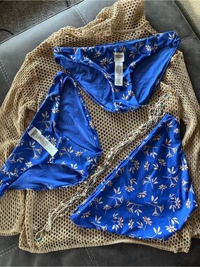 Patagonia Blue Floral Triangle Bikini Bottoms